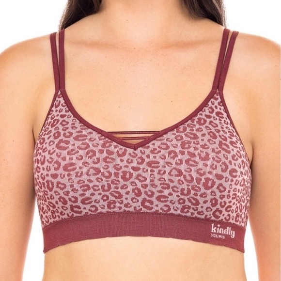 Kindly Yours caged v-neck seamless leopard print bralette size XXXL - Picture 2 of 10